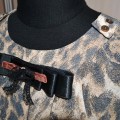 viskoze, leoparda blūze tunika, ar jostu, banti un puķi