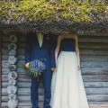 kāzu kleita divkrāsaina, zila ar šampanieti