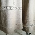 lina tunika, lina kleita, liela izmēra kleita no lina, lina mežģīnes, rupjais lins, darba tērps, pelēks lins, tautiskais tērps, dabisks lins, 